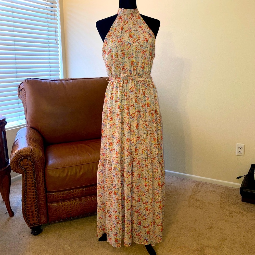 Vici Floral High Neck Long Dress Small